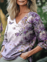 Women's Alzheimer's Print V-Neck Top